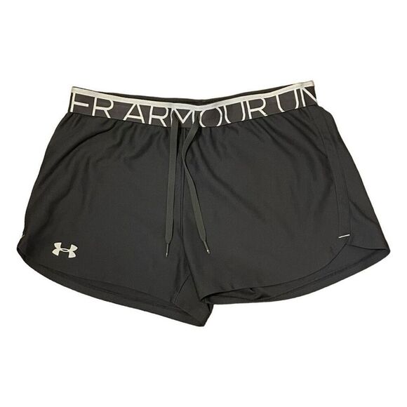 Under Armour Heat Gear UA Play Up Running Shorts Gray White Nylon Athletic S - Picture 1 of 4